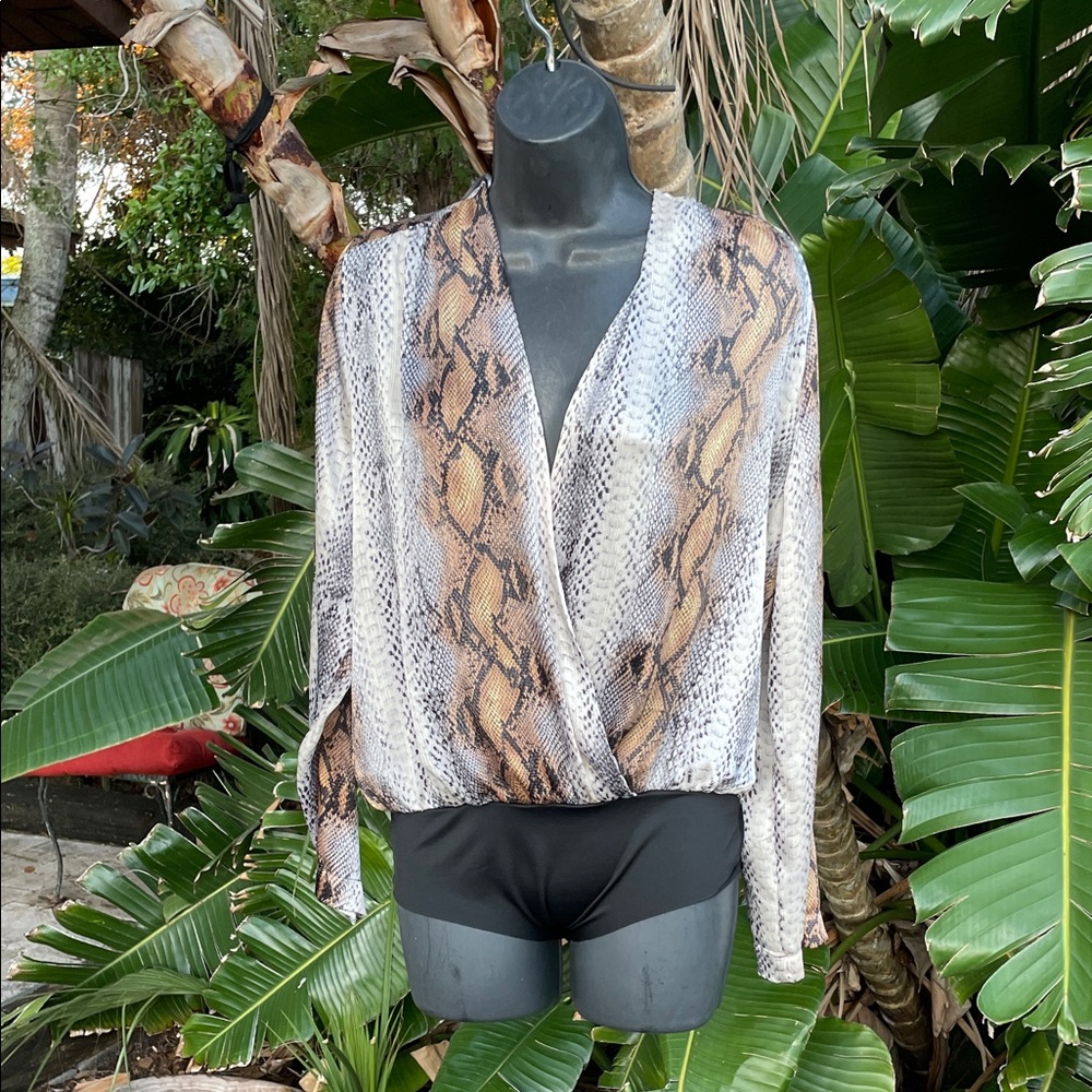 Zara snake skin blouse style bodysuit